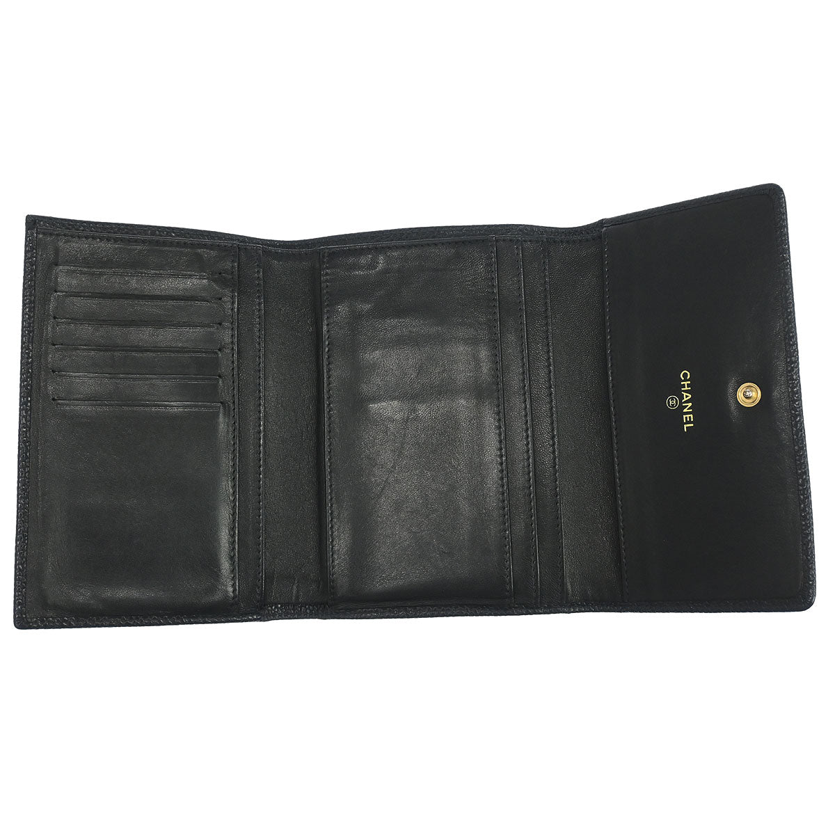 Chanel Black Caviar Skin Trifold Wallet