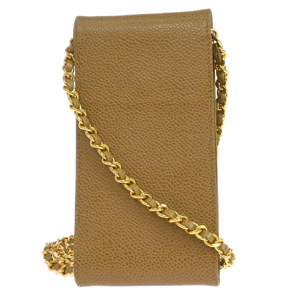 Chanel 1996-1997 Beige Caviar Skin Chain Shoulder Bag Pochette Phone Case
