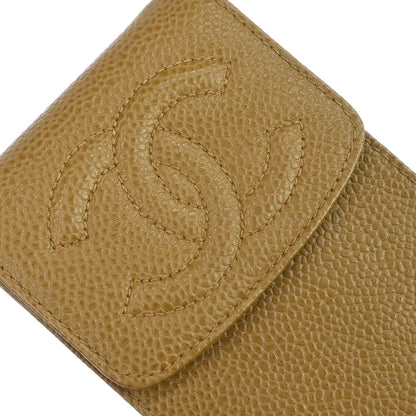 Chanel 1996-1997 Beige Caviar Skin Chain Shoulder Bag Pochette Phone Case