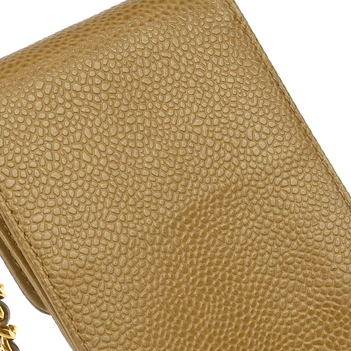 Chanel 1996-1997 Beige Caviar Skin Chain Shoulder Bag Pochette Phone Case