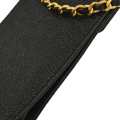 Chanel Black Caviar Skin Chain Shoulder Bag Pochette Phone Case