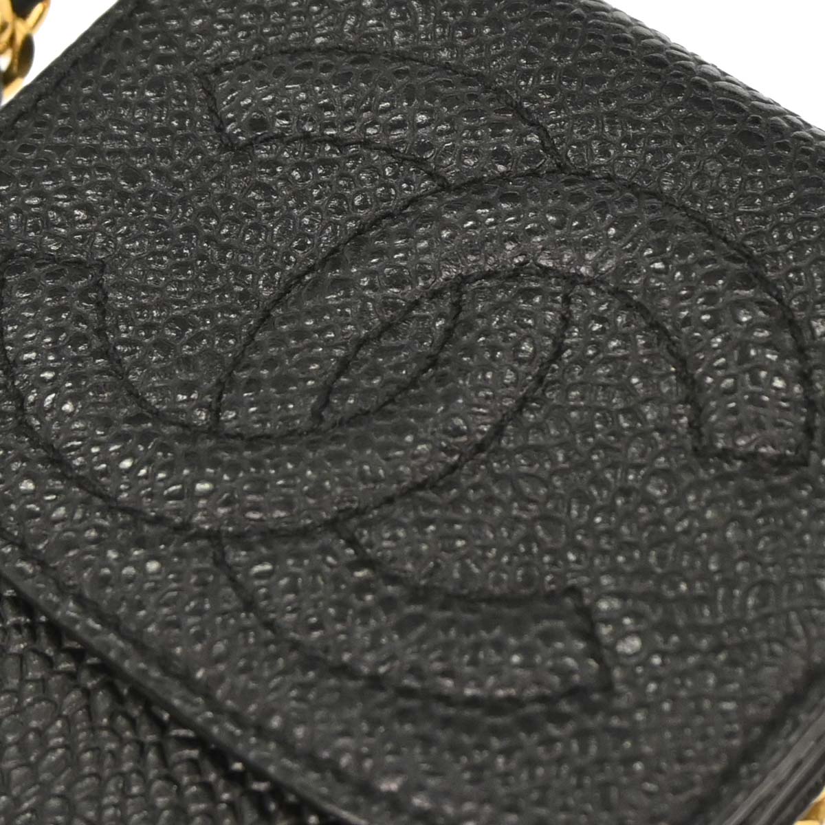Chanel Black Caviar Skin Chain Shoulder Bag Pochette Phone Case