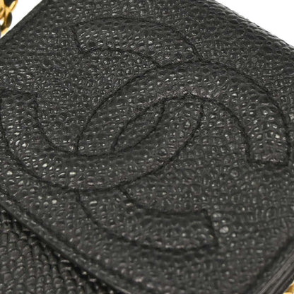 Chanel Black Caviar Skin Chain Shoulder Bag Pochette Phone Case