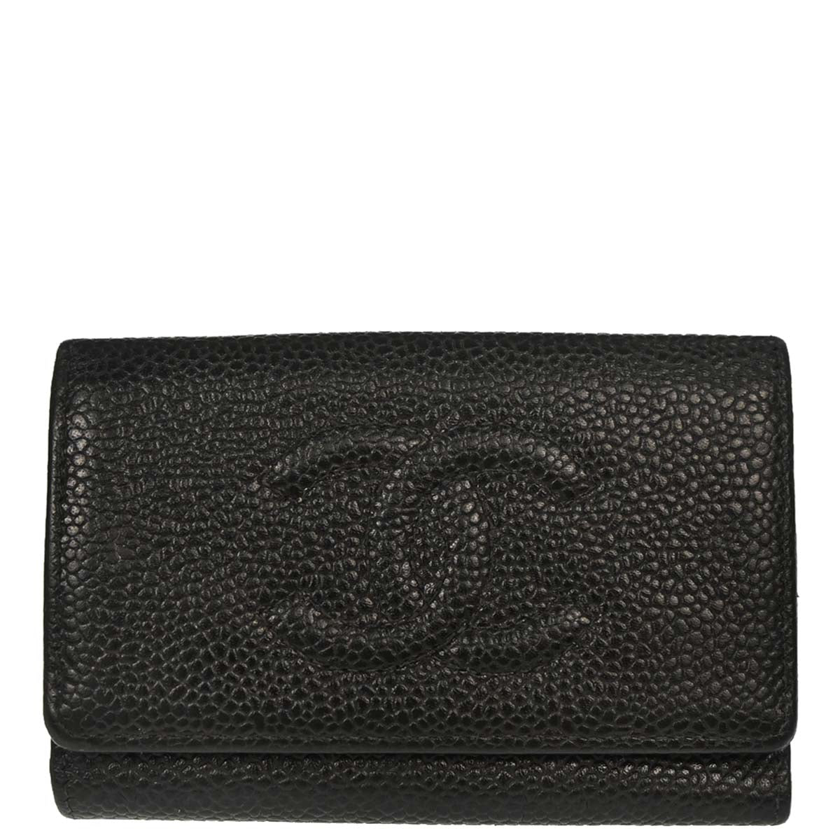 Chanel 2003-2004 Black Caviar Skin Six Hook Key Case Small Good