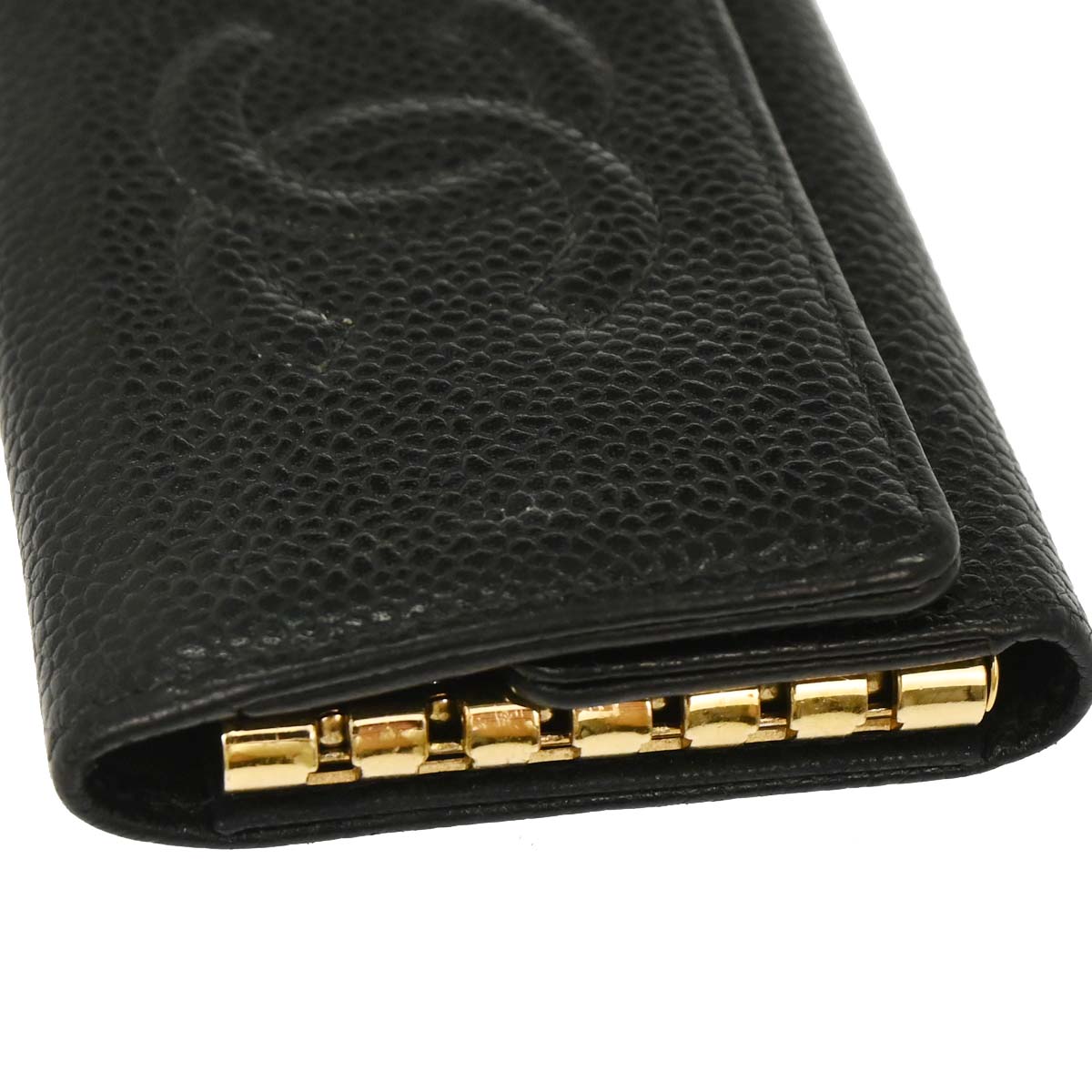 Chanel 2003-2004 Black Caviar Skin Six Hook Key Case Small Good