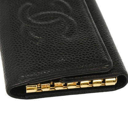Chanel 2003-2004 Black Caviar Skin Six Hook Key Case Small Good