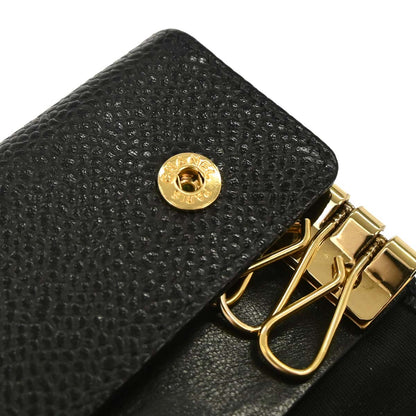 Chanel 2003-2004 Black Caviar Skin Six Hook Key Case Small Good
