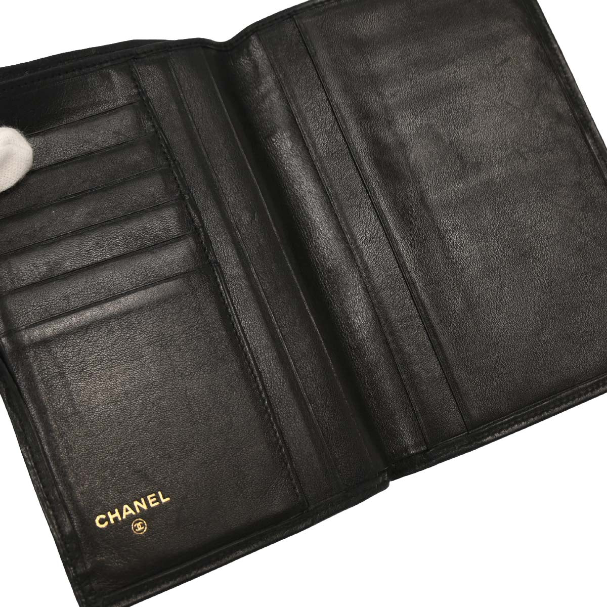 Chanel 2014 Black Lambskin Bicolore Wallet
