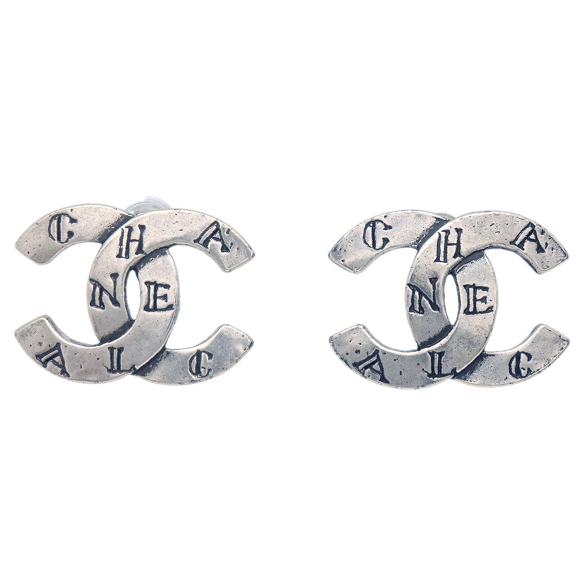 Chanel CC Pierced Earrings Silver 99A