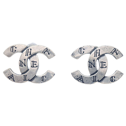 Chanel CC Pierced Earrings Silver 99A