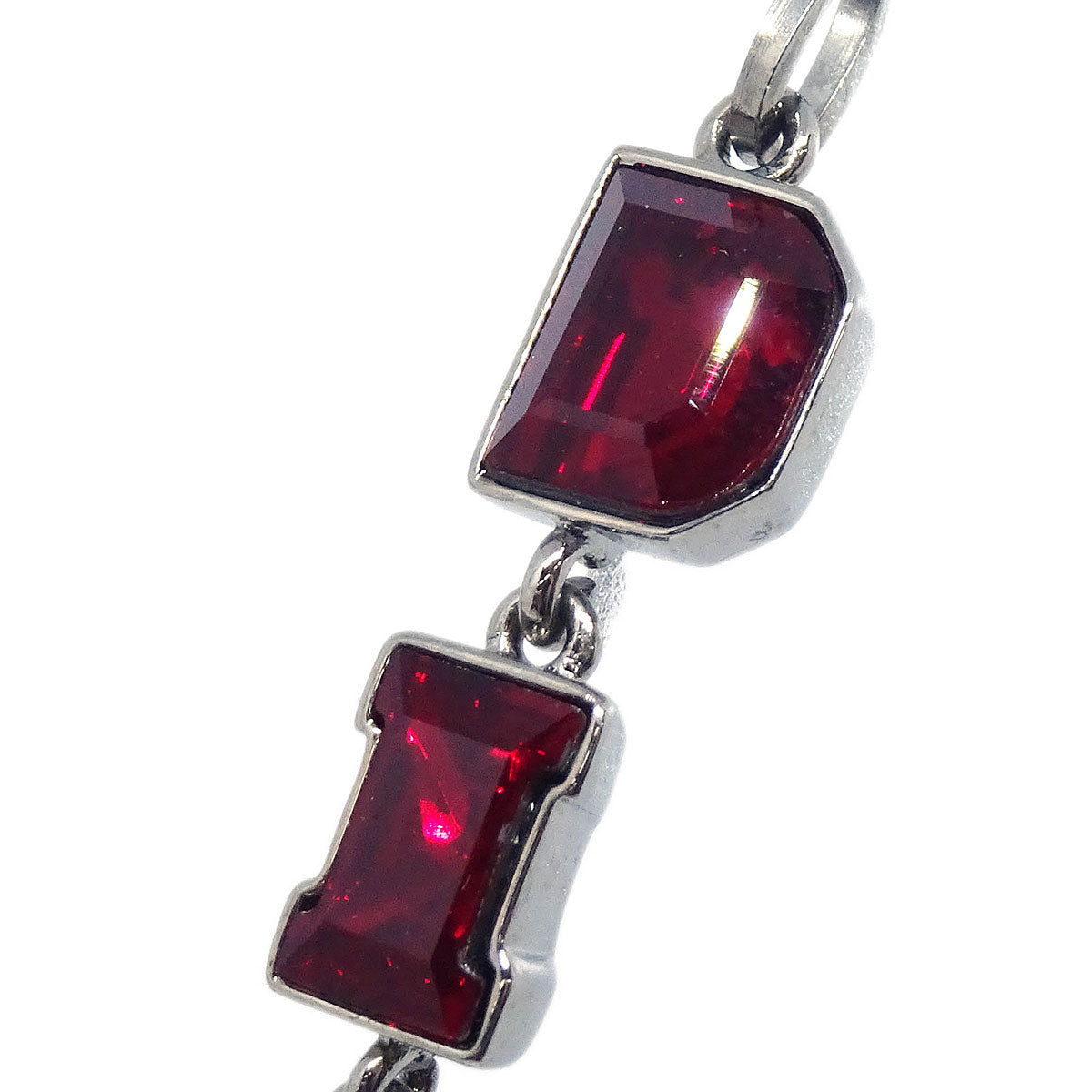 Christian Dior Pierced Earrings Dangle Silver Rhinestone