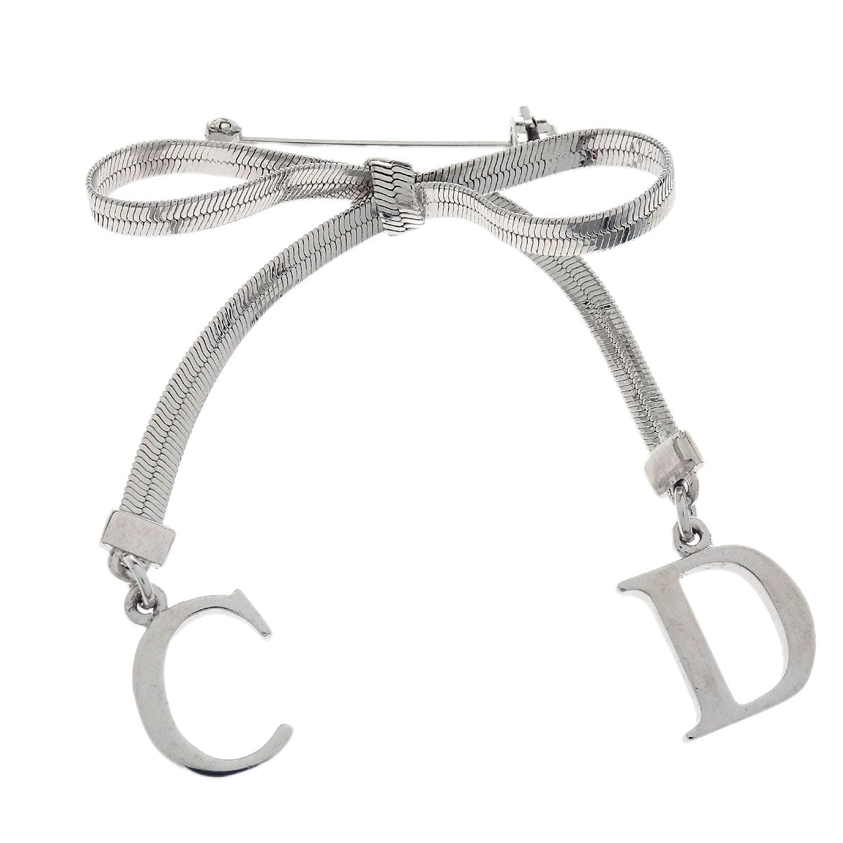 Christian Dior Brooch Pin Bow Silver