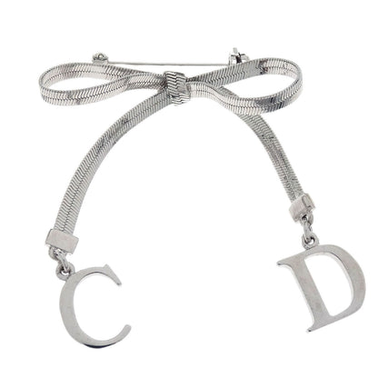 Christian Dior Brooch Pin Bow Silver