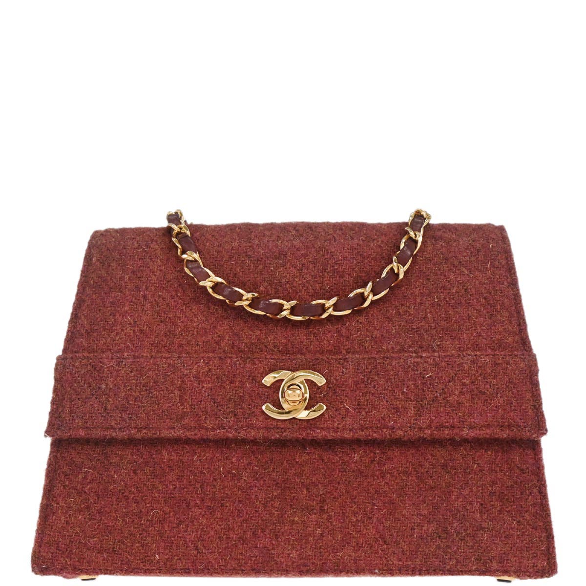 Chanel Brown Wool Straight Flap Shoulder Bag