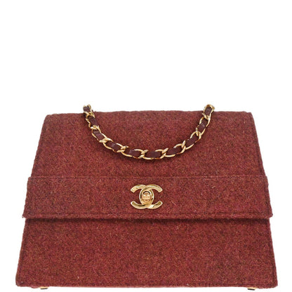 Chanel Brown Wool Straight Flap Shoulder Bag