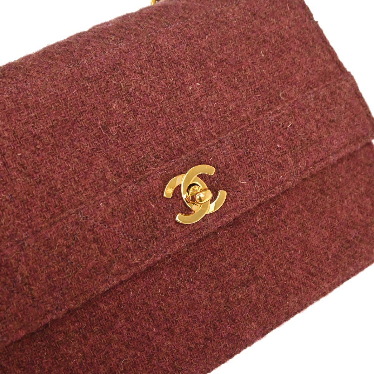 Chanel Brown Wool Straight Flap Shoulder Bag