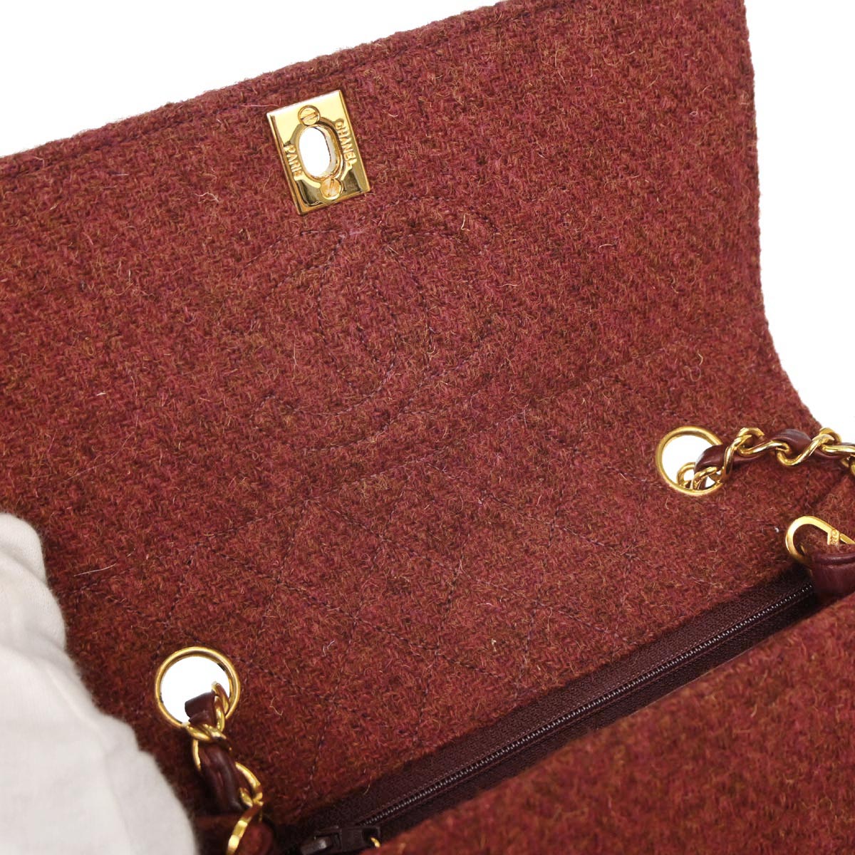 Chanel Brown Wool Straight Flap Shoulder Bag