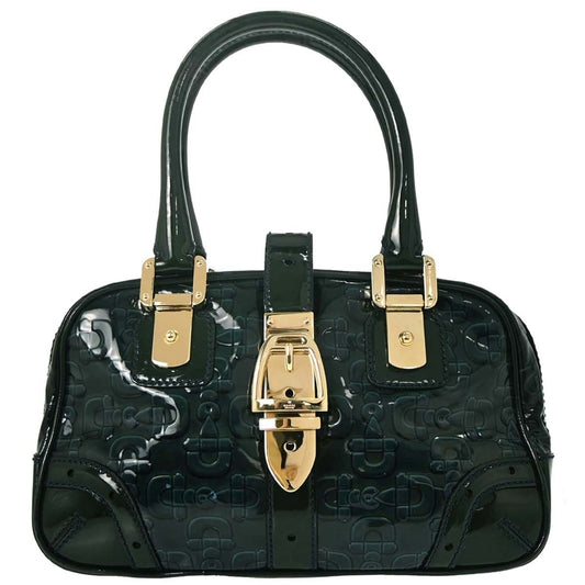 Gucci Green Patent Leather Horsebit Pattern Handbag