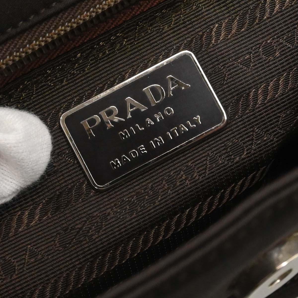 Prada Brown Nylon Top Handle Handbag