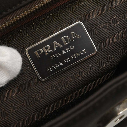 Prada Brown Nylon Top Handle Handbag
