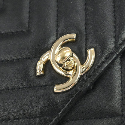 Chanel 2019 Black Lambskin Chevron Trendy CC WOC Wallet on Chain Bag