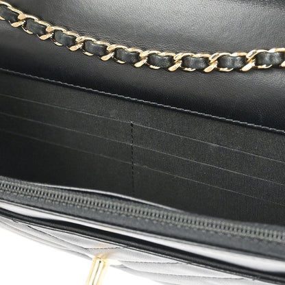 Chanel 2019 Black Lambskin Chevron Trendy CC WOC Wallet on Chain Bag
