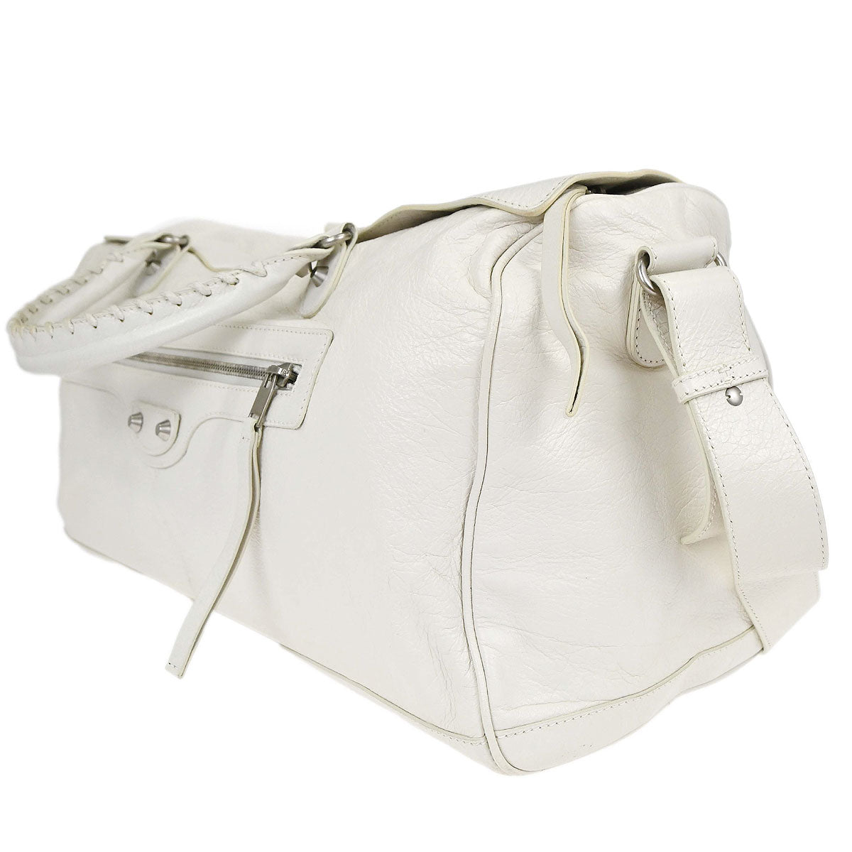 Balenciaga White Squash 2way Duffle Shoulder Handbag
