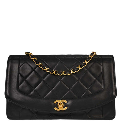 Chanel Black Lambskin Medium Diana Shoulder Bag
