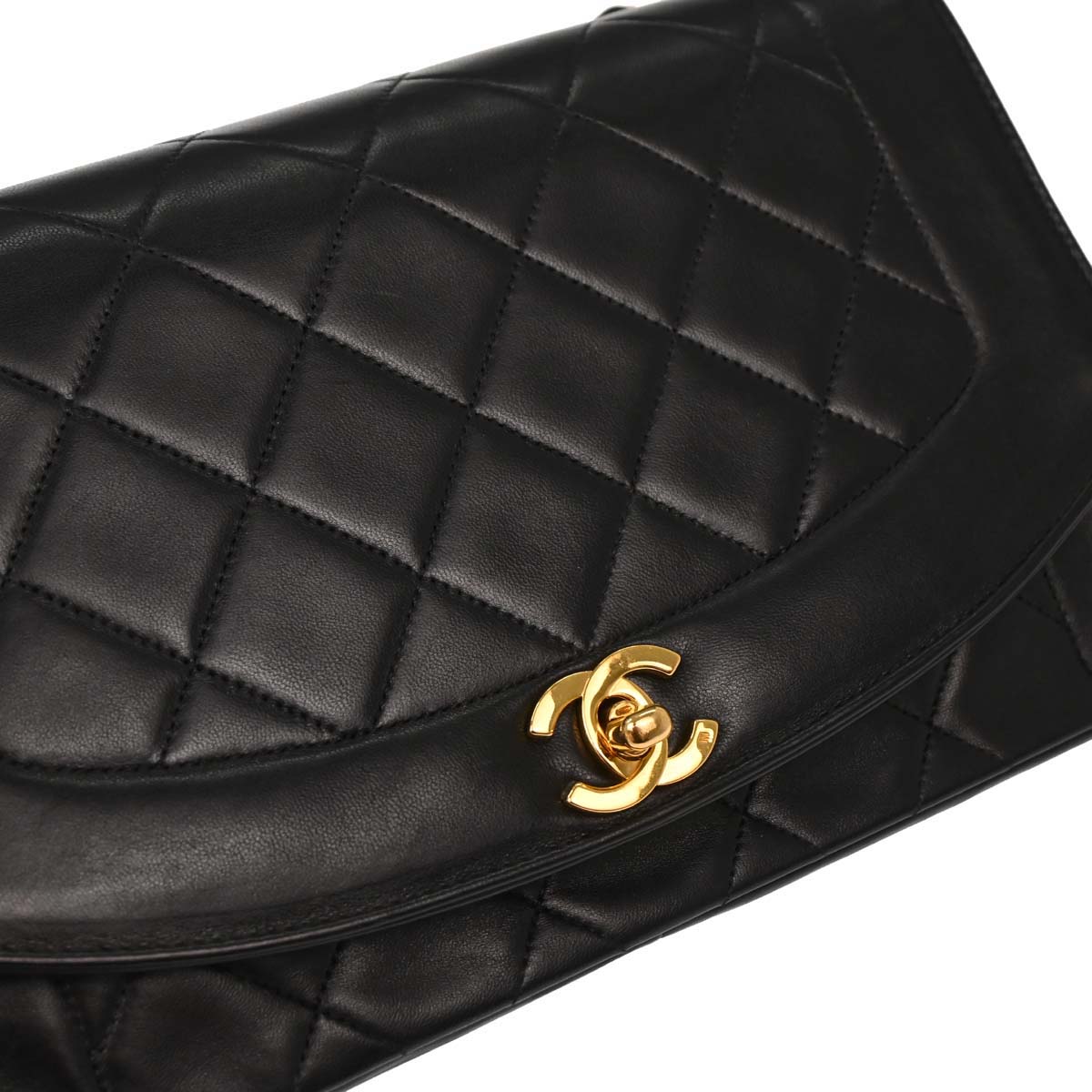 Chanel Black Lambskin Medium Diana Shoulder Bag
