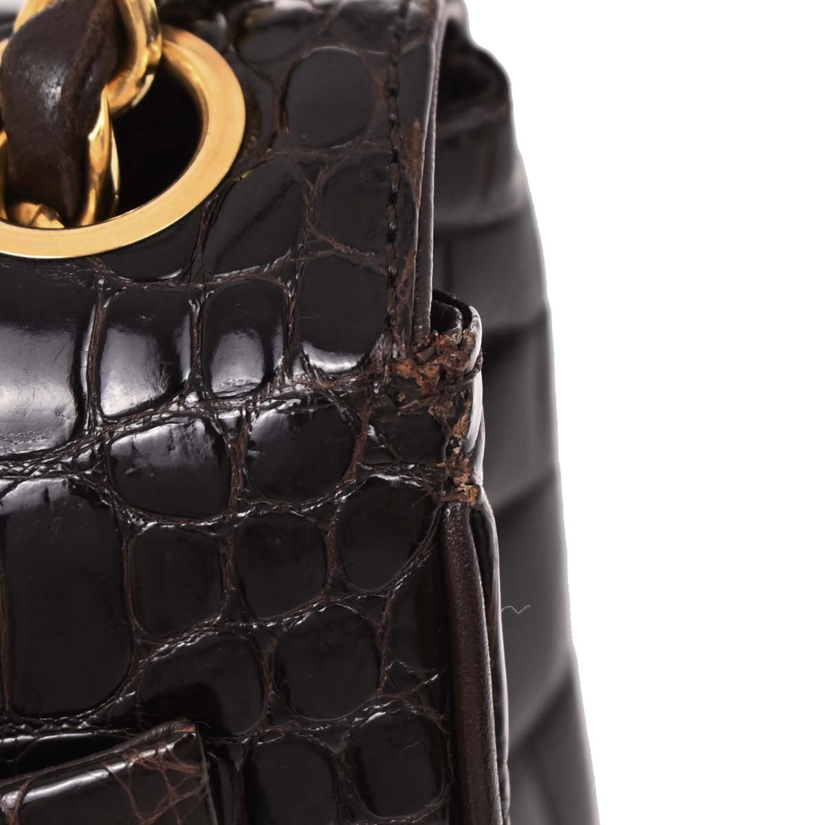 Chanel * 1986-1988 Brown Crocodile Mini Classic Square Flap Shoulder Bag 17