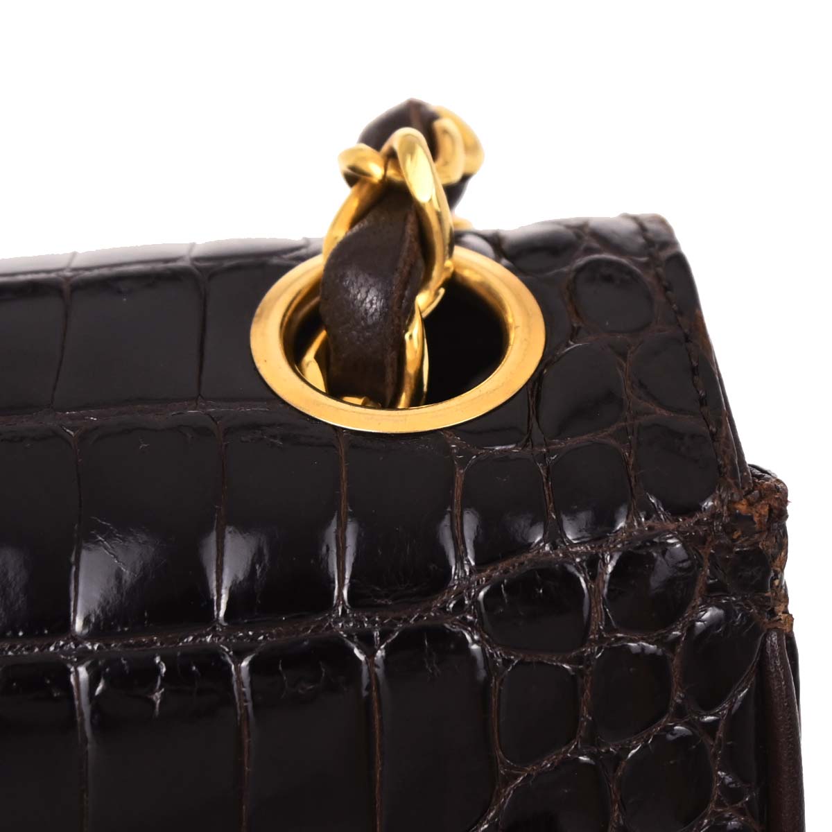 Chanel * 1986-1988 Brown Crocodile Mini Classic Square Flap Shoulder Bag 17
