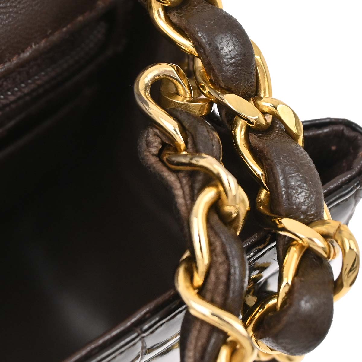 Chanel * 1986-1988 Brown Crocodile Mini Classic Square Flap Shoulder Bag 17