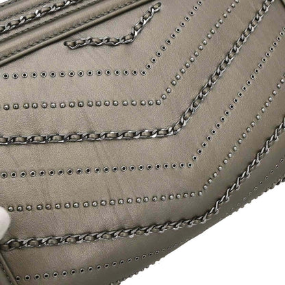 Boy Chanel Gray Calfskin Chevron Medium Chain Shoulder Bag