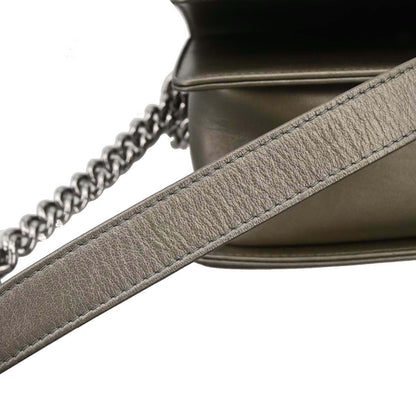 Boy Chanel Gray Calfskin Chevron Medium Chain Shoulder Bag