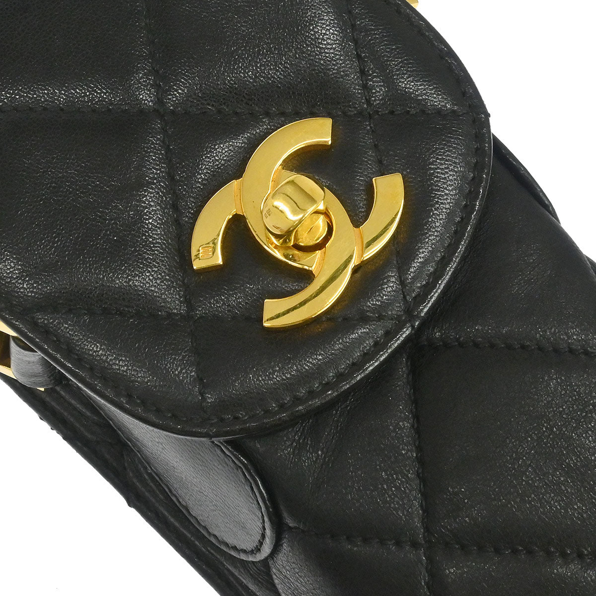 Chanel Black Folding Umbrella & Bag Set Small Good