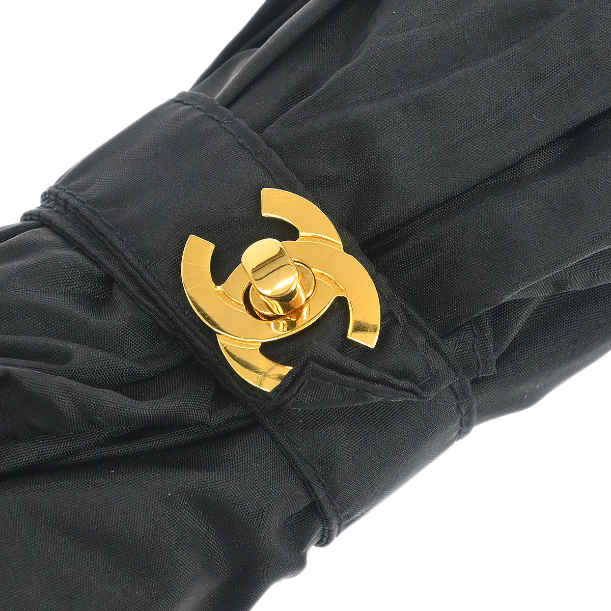 Chanel Black Folding Umbrella & Bag Set Small Good
