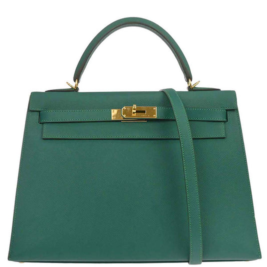 Hermes Vert Vertigo Epsom Kelly 32 Sellier 2way Shoulder Handbag