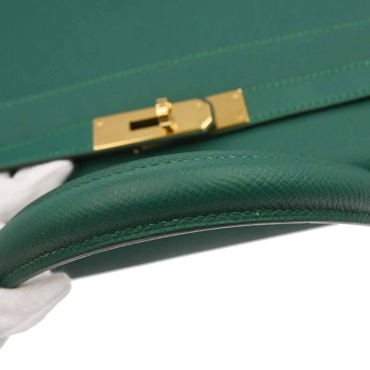 Hermes Vert Vertigo Epsom Kelly 32 Sellier 2way Shoulder Handbag
