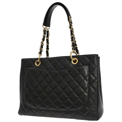 Chanel Black Caviar Skin Grand Shopping Tote GST Chain Handbag