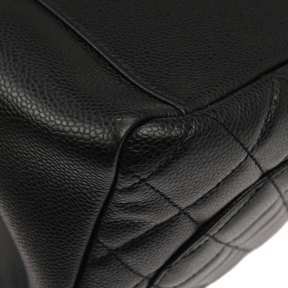 Chanel Black Caviar Skin Grand Shopping Tote GST Chain Handbag