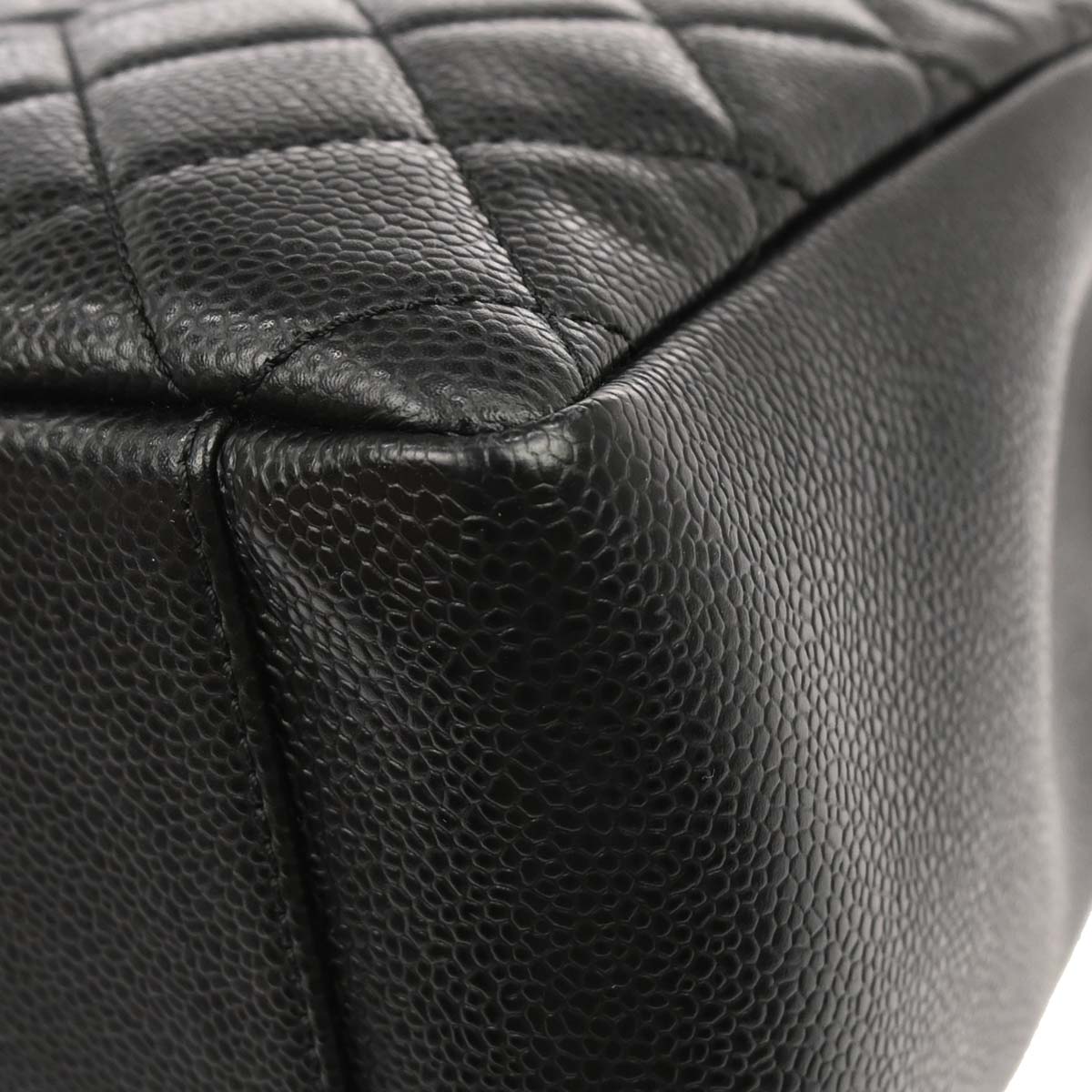 Chanel Black Caviar Skin Grand Shopping Tote GST Chain Handbag