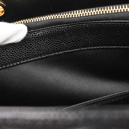 Chanel Black Caviar Skin Grand Shopping Tote GST Chain Handbag