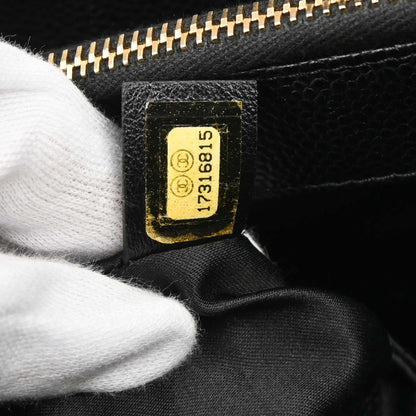 Chanel Black Caviar Skin Grand Shopping Tote GST Chain Handbag