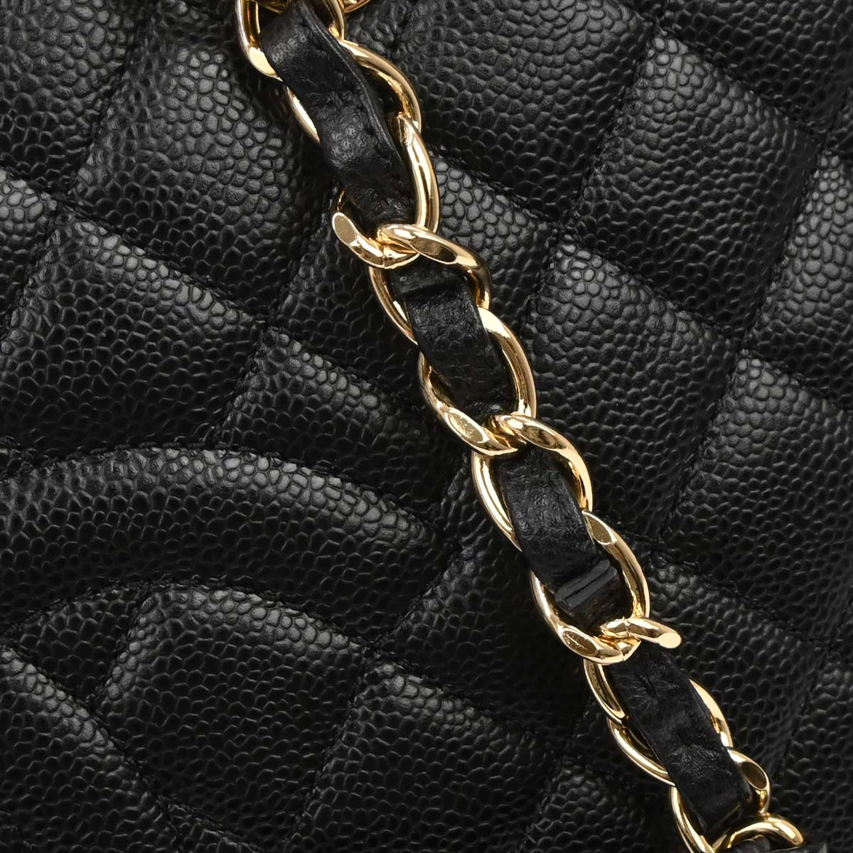 Chanel Black Caviar Skin Grand Shopping Tote GST Chain Handbag