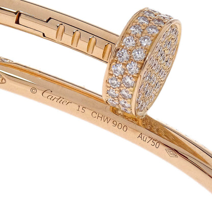 Cartier Juste Un Clou Semi Pave Bracelet #15 CHW900 Au750 Diamond Jewelry