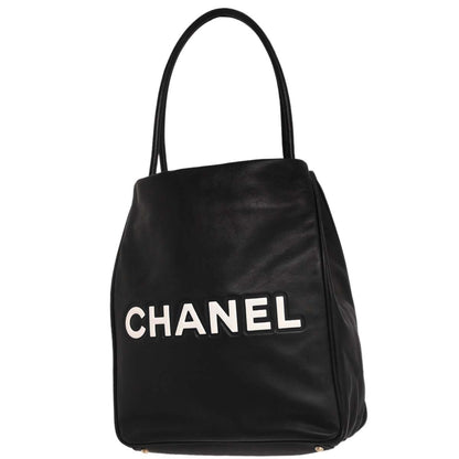 Chanel 2002-2003 Black Lambskin Camellia Tote Bag