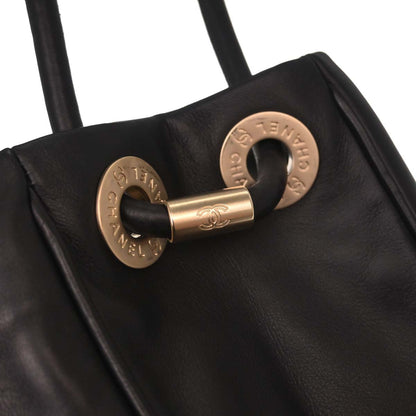 Chanel 2002-2003 Black Lambskin Camellia Tote Bag