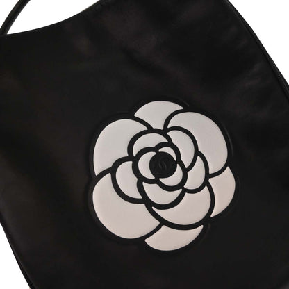 Chanel 2002-2003 Black Lambskin Camellia Tote Bag