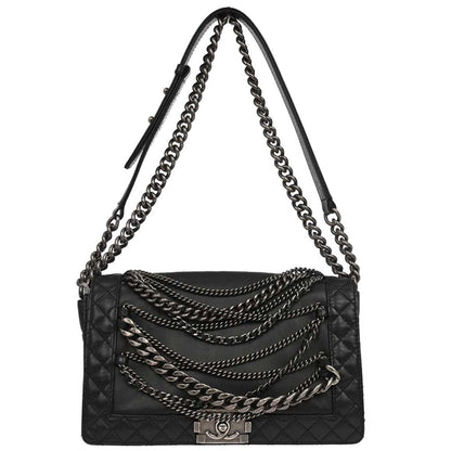 Boy Reverso Chanel Black Lambskin Medium Shoulder Bag
