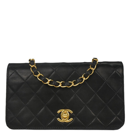 Chanel Black Lambskin Turnlock Mini Full Flap Shoulder Bag